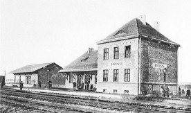 Boronów, widok budynku dworcowego od strony torowiska, 1926. Numer inwentarzowy:...